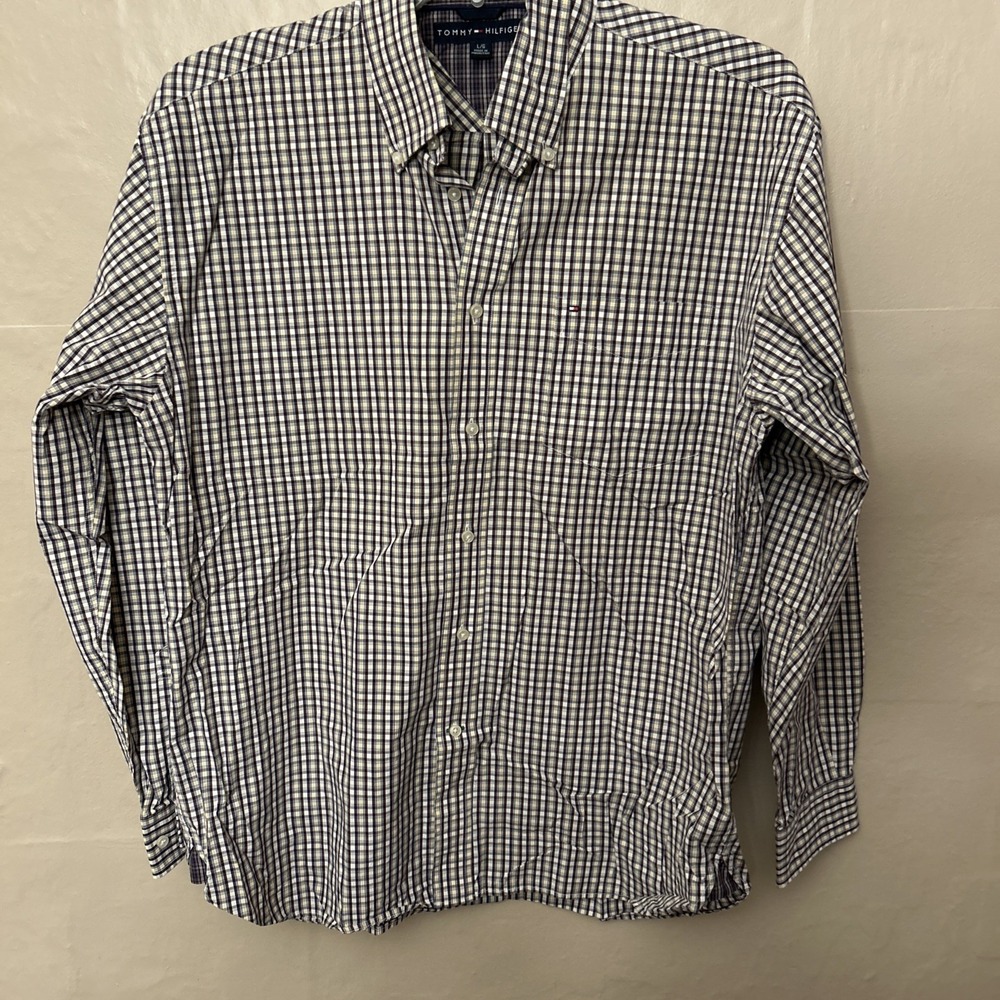 tommy hilfiger shirt men Brown Small Check Plaid Large